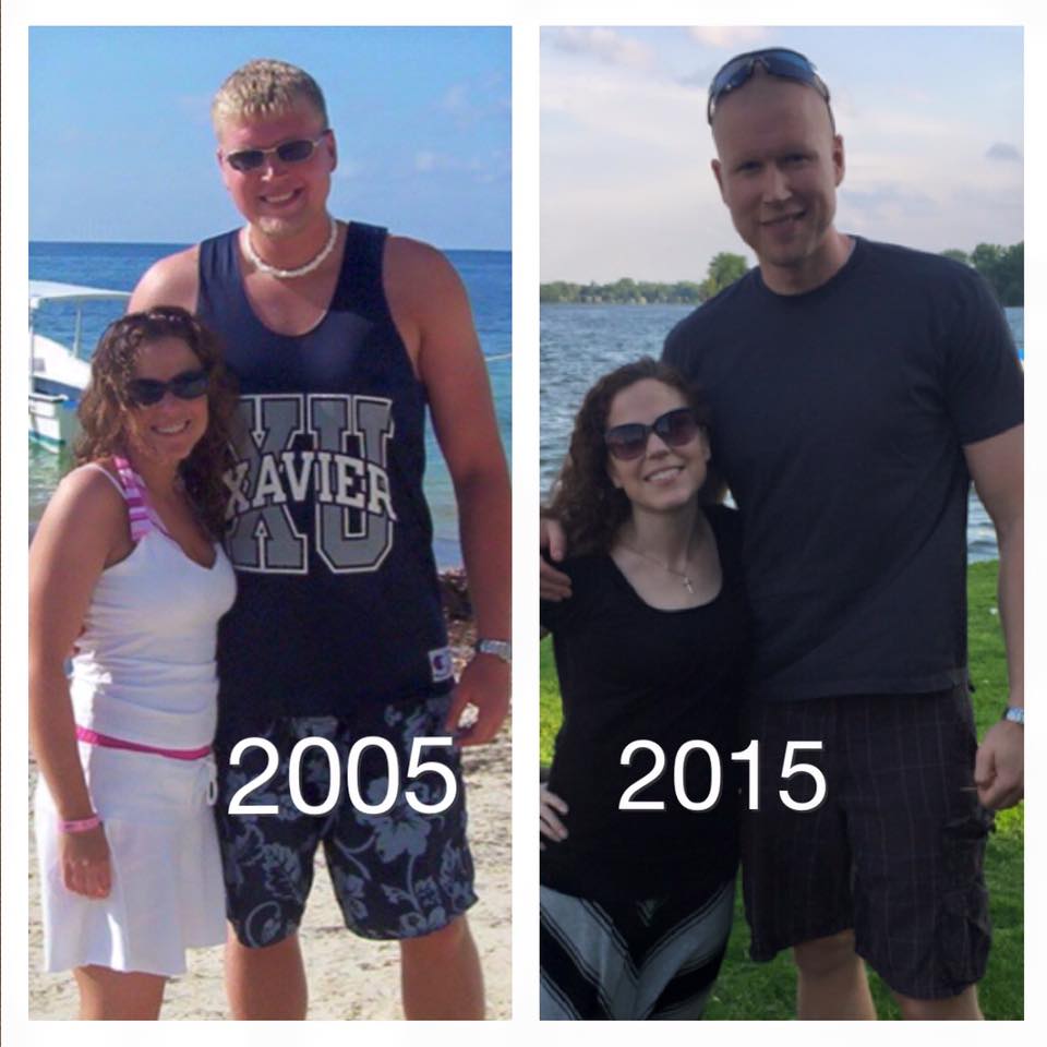 Me and my wife. On the left, pre-kids, fresh out of college. On the right, 10 years, two mortgages and two kids later. Lifting is the fountain of youth.
